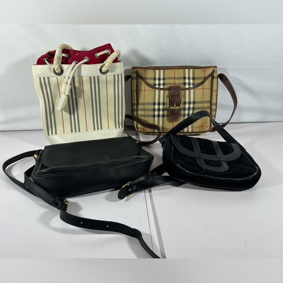 Burberry Handbags - Rehab Lot 24: Vintage Burberry Bags Rehab Lot Nova Check Leather Velvet Bucket